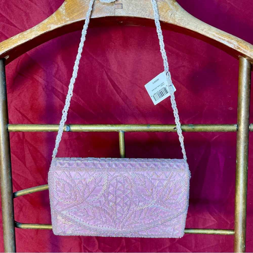 Bijoux Terner Elegant Pink Beaded Evening Bag